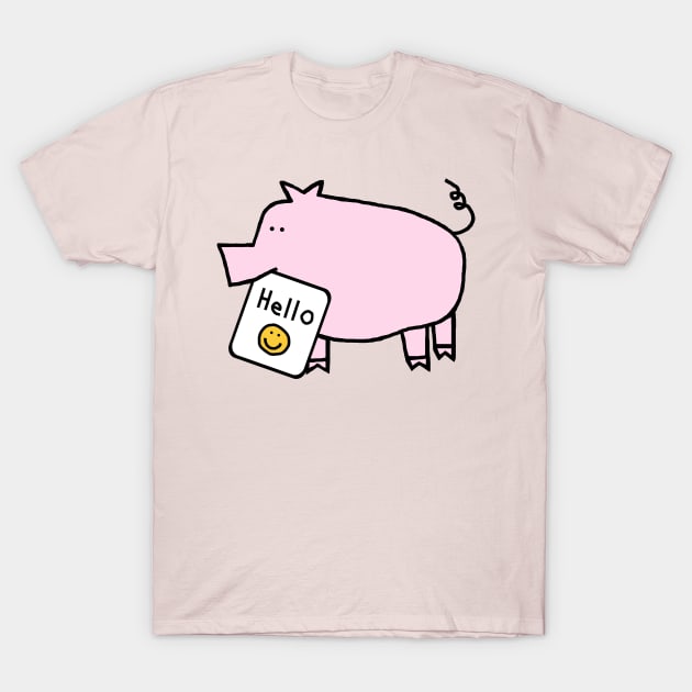 Pink Pig Says Hello T-Shirt by ellenhenryart